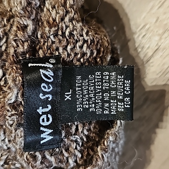 Wet Seal Sweater Brown and Tan With Hood Size X-Large - Picture 6 of 9